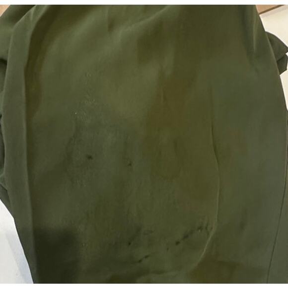 CO Olive Green Wrap Top MEDIUM Balloon Sleeve Career Mockneck Silk Designer $900 - Picture 12 of 12